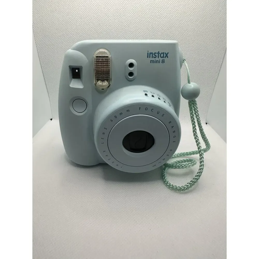 FUJIFILM Instax Mini 8 Blue Instant Film Camera Retro Cam w Strap And Case